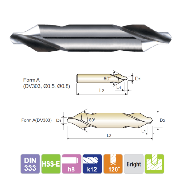 Ambore centrare HSS-E, forma A, 1.25x1.6x31.5mm - imagine 2