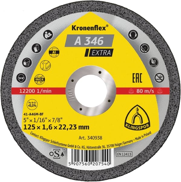 kt_a346ex.jpg A 346 EX Discuri debitare, 125 x 1,6 x 22,23 mm Drept, Set 25 buc. - imagine 1